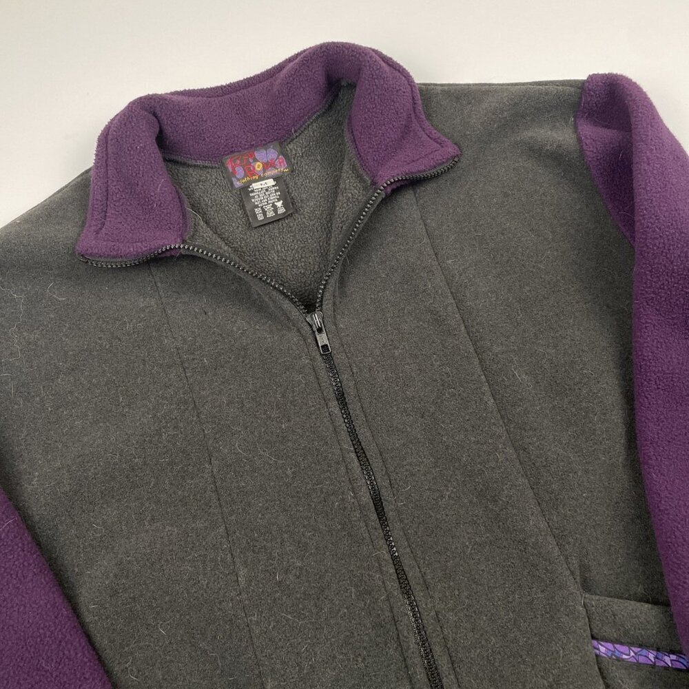 RED ROVER Polartec Fleece Jacket Coat Women’s M Black Purple Artsy Boho